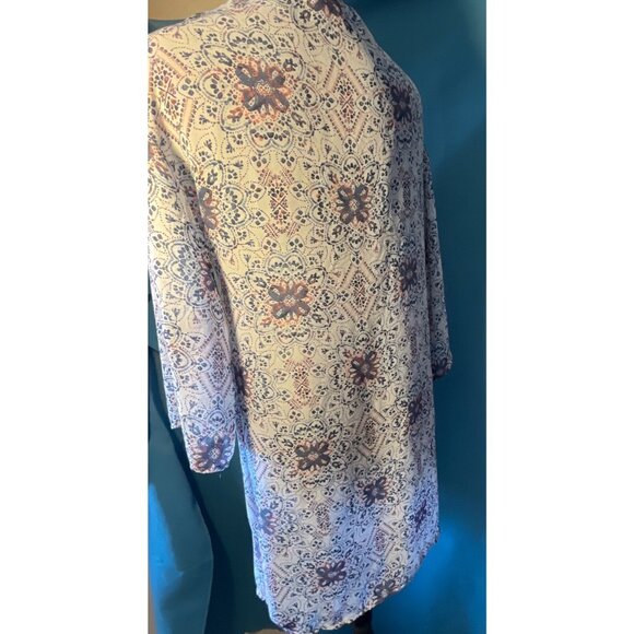 Wallflower Floral Sheer Cardigan Women Large 3/4 Sleeve Sheer Open Front Cottage - Picture 4 of 5